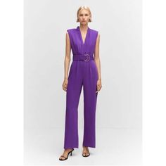 Flowy fabric, Straight design, Long design, V-neck, Sleeveless, Zip fastening on the back section, Button fastenings at neck, Removable belt, Party and events collection, Office looks Jumpsuit Mango, Flowy Jumpsuit, Long Jumpsuit, Overall Jumpsuit, Flowy Fabric, Long Jumpsuits, Top Crop, One Piece Suit, Women Trends