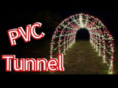 a tunnel covered in christmas lights with the words pwc tunnel