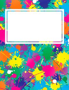 an abstract background with paint splatters and a white square frame for the text