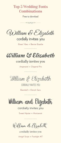 the top 5 wedding font combinations