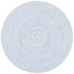 a circular blue and white pattern on a white background, with small dots in the center