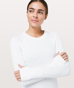 Rest Less Pullover | $88. Women's Long Sleeves Running Tops | lululemon athletica Womens Long Sleeve Shirts, White Texture, Running Tops, Ski Jacket, Athletic Wear, White White, Women Pullover, Long Sleeve Pullover, Stay Warm