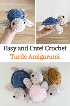 crochet turtle amigurmi pattern with instructions to make it easy and cute