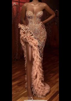 High Slit Luxury Pink Formal Dinner Gown For Women African Wedding Reception Dress, African Wedding Reception, Prom Dress With Corset, Dinner Gown, Wedding Dresses Sweetheart Neckline, Stylish Prom Dress, Dress With Corset, Gown For Women, Prom Girl Dresses