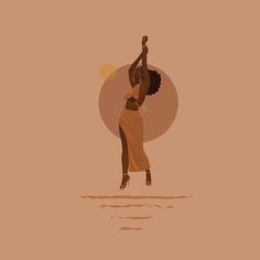 Keep Rising by Princella Seripenah isÂ a sensual digital portrait of a Black woman dancing before circular elements resembling the sun. Her arms are raised above her, around her glorious natural afro, and she wears a two piece halter and skirt as she dances with freedom and celebrates her body. Gold jewelry adorns her head and arms.Â Our vibrantly printed canvas artwork is available in your choice of either a modern, “frame-free” wrapped canvas or a gallery-style floater frame available in a ran Natural Afro, Woman Dancing, Magic Art