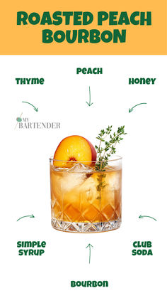 Roasted Peach Bourbon Georgia Peach Cocktail, Honey Cocktail, No Carb Recipes, Peach Slices, Bourbon Cocktails