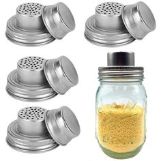 PRICES MAY VARY. MULTIPURPOSE - Mason jar Shaker Lids fit for regular mouth mason jars to mix seasonings,spices,salt,pepper,sugar,flour,cover cap to keep seasonings fresh when not in use.Can’t use as a cocktail shaker—Will LEAKS. MATERIAL - The stainless steel mason jar spice lid made of 304 stainless steel,sturdy and has long time to use,food grade sealing silicone gasket. LEAKPROOF - Our Mason jar lids edges have ribbing for anti slip easy grip, easy open and tighten. These Stainless Steel Mas Canning Supplies, Wide Mouth Mason Jars, Canning Lids, Mason Jar Lids, Ceiling Fan In Kitchen, Canning Jars, Canning Recipes, Jar Lids, Wide Mouth