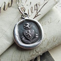 Always Prepared - Latin motto Semper Paratus antique crest wax seal necklace in fine silver Symbolic Stamped Necklace For Anniversary, Classic Sterling Silver Necklace For Memorial, Symbolic Sterling Silver Necklace For Commemoration, Classic Stamped 925 Medallion Jewelry, Symbolic Sterling Silver Necklaces For Commemoration, Vintage Personalized Sterling Silver Necklace, Formal Sterling Silver Necklace With Engraving Option, Handmade Sterling Silver Necklace For Commemoration, Symbolic Sterling Silver Jewelry For Commemoration