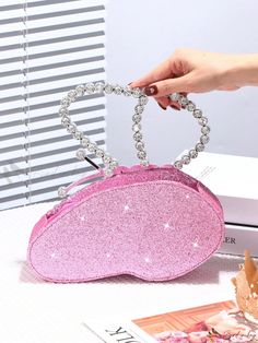 Bird in Bag - Elegant Rhinestone Butterfly-shaped Clutch with Sparkling Embellishments, Glamorous Sequin Handbag, Timeless Evening Essential, Ideal for Special Occasions such as Valentines Day, Weddings, Dance Parties, Evening Events, and Memorable Birthday Presents Glamorous Pink Evening Bag For Gifts, Glamorous Pink Evening Bag As Gift, Pink Crystal Embellished Party Evening Bag, Pink Heart-shaped Bag For Party, Pink Rhinestone Evening Bag For Parties, Pink Embellished Party Evening Bag, Pink Embellished Evening Bag For Party, Glamorous Pink Evening Bag With Rhinestones, Rhinestone Party Bag For Valentine's Day