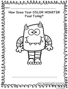 a monster coloring page with the words how do your color monster feel today on it