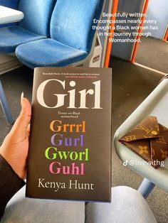 a person holding up a book in their hand with the title girl, girl, guy, gourd, gull