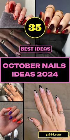 October Birthday Nail Designs, Autumn/halloween Nails, Halloween Or Fall Nails, Square October Nails, Nail Ideas For Fall 2024, October Nails 2024 Halloween, October Nails Ideas 2024, October Nails Coffin