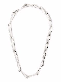 silver-plated brass silver-plated hardware twist detailing chain-link detailing concealed clasp fastening Silver Link Necklace, Link Necklace, Necklace Silver, Chain Link, Chain Necklace, Silver Necklace, Women Wear, Jewelry Necklaces, Twist