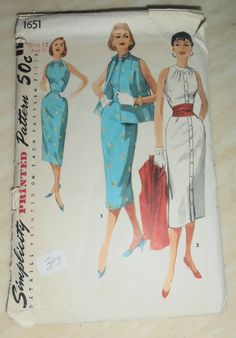 Simplicity  1651 Sewing pattern, Dress, jacket, and Cummerbund, 40s Vintage  dress Size 12 Bust 30 CUT pattern.  I personally check all pieces. Pieces are in EXCELLENT condition.   COMPLETE Envelop is in great condition. All patterns packaged in plastic for storage and mailed in bubble envelop. NOT A PDF OR COPY! * NOTE that this is a paper pattern so you can make the clothing, it is not the finished products for sale. This is a original pattern with all of the pattern pieces and instructions in the original envelope with directions in English, yellowing due to age. Envelope intact but somewhat tattered torn due to age/storage.  All sales are final, no returns.  Thanks for looking! Please check out my other listings: https://www.etsy.com/your/shops/SewnInLife 40s Dress Pattern, 1950 Sewing Patterns, Dress Pattern Simplicity, 1950s Dress Patterns, 1950s Woman, Simplicity Patterns Dresses, 1950s Sewing Patterns, Retro Sewing Patterns, Simplicity Dress