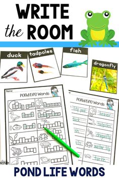 the pond life worksheet for kids to practice writing and doing their own words