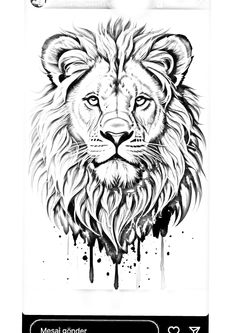 a black and white drawing of a lion