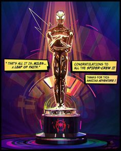 the oscar statue is shown with an award for best performance in a musical play,