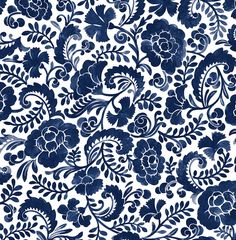 Tonal Paisley Peel-and-Stick Wallpaper in Navy Woodblock Printing, Paisley Wallpaper, Navy Wallpaper, Smooth Walls, Cottage Kitchen, Burke Decor, Woodblock Print, Wallpaper Samples, Blue Wallpapers