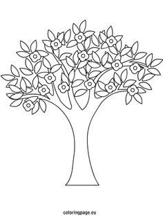 a tree with lots of leaves and berries on it, coloring pages for adults to print