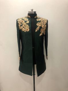 Sizes-30,32,3436,38,40,42,44,46,48,50,52 Festive Gold Embroidered Sherwani For Diwali, Unstitched Bandhgala With Gold Embroidery For Eid, Designer Sherwani With Gold Embroidery For Eid, Designer Gold Embroidered Sherwani For Eid, Designer Bandhgala With Gold Embroidery For Diwali, Diwali Designer Bandhgala With Gold Embroidery, Bollywood Style Bandhgala With Gold Embroidery For Eid, Bollywood Sherwani With Gold Embroidery For Diwali, Gold Embroidered Semi-stitched Sherwani For Eid