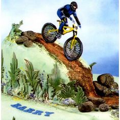 a man on a bike jumping over a hill