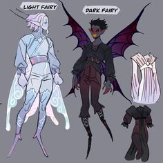 the concept art for dark fairy's costume