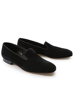 $198. For evening, or, maybe just when you feel like it. Wear them with a Navy suit and a bow tie & white shirt and leave the tux at home. Velvet Slippers Black Blue Tuxedo, Mens Loafers Shoes, Formal Evening Wear, Blue Tuxedos, Tuxedo Shirt, Slippers Black, Velvet Slippers