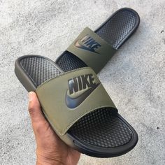 Nike Benassi " Jdi " Just Do It Olive Army Green Black / Black Men's Us Size Condition: Brand New - Without Box *Satisfaction Is 100% Guaranteed* Additional Notes: Guaranteed To Be 100% Authentic Nike Merchandise ( Purchased From An Authorized Nike Retailer ) Sandal Slide Sandals Color Comfortable Sz Size 7 8 9 10 11 12 13 5*12 Nike Slides Outfit Men, Nike Benassi Slides, Nike Slides Outfit, Slides Outfit, Nike Benassi, Nike Slides, Nike Green, Olive Color, Just Do It