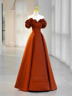 Prom Dress Orange, Simple Formal Dress, Orange Formal Dresses, Simple Prom Dress, Dress Occasion, Custom Size Dresses, Dress Orange, Satin Prom Dress