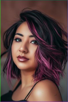 Discover 30 stunning fall hair colors, from rusty red to deep teal, perfect for adding warmth and style to your look this season. Purple Tipped Hair, Fall Vivid Hair Color Short Hair, Hair Color Inspiration For Short Hair, Shaggy Bobs, Hair Refresh, Edgy Hair Color, Rambut Brunette, Vivid Hair Color, Bold Hair Color