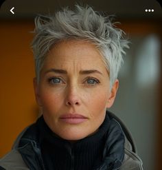 Women’s Cropped Hair, Short Pixie Thick Hair Over 50, Traditional Pixie Haircut, Short Grey Haircuts Over 50 Silver Hair, Spiked Short Hair, Pixie Haircuts For Women Over 60, Short Gray Hair Edgy, Short Gray Hair Over 50, Sassy Pixie Haircut