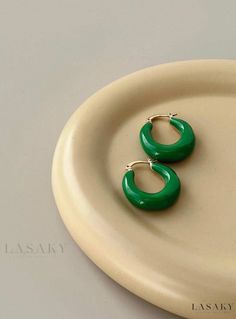 Lasaky - Glamorous Green Mallow Hoops for Women's Jewelry Earrings Green, Emerald Gemstone, Cross Pendant Necklace, Online Earrings, Gold Design, Pendant Earrings, Green Gold, Princess Polly, Accessories Earrings