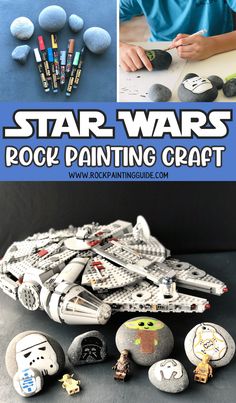 star wars painted rocks Star Wars Painted Rocks, Easy Drawing Ideas, Star Wars Crafts, May The Fourth Be With You, May The Fourth, Painted Rocks Craft