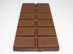 a chocolate bar is shown on a white surface