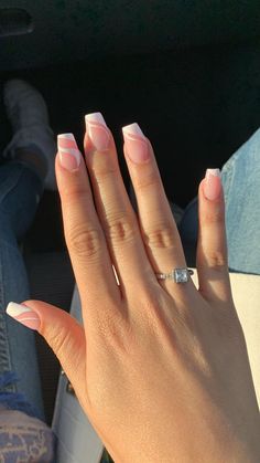 Nude Nails With Simple Design, Soft Girl Aesthetic Nails, Diagonal Nails, Square Gel Nails, Rounded Acrylic Nails, Nail Shapes Square, Uñas Aesthetic, Claw Nails, Basic Nails