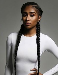 Two Cornrow Braids, Two Braid Hairstyles, Twisted Hair, Braided Cornrow Hairstyles, Feed In Braid, Braided Ponytail Hairstyles, Two Braids, Girls Braids, Chic Hairstyles