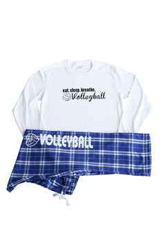 Soft, cute, and trendy. Sets come with Eat. Sleep. Breathe. Volleyball long sleeve T-shirt, Fleece pant, and headband. Choose your color pant and either a White or Black Long Sleeve Tee . We wrap these really cute to make a nice gift set. Comes wraped with a headband, bracelet and volleyball ribbon that can be made into hair ties. A really great gift! Made of 100% cotton. Fleece pants are women sizes with a loose fit long sleeve T-shirt. So order to fit the pants! Youth Pant Sizes (8-10) Small W White Long Sleeve Sleepwear With Letter Print, White Sporty Sleepwear With Relaxed Fit, Cotton Stretch Sleepwear With Letter Print, Volleyball Ribbon, Black Long Sleeve Tee, Soft Cute, Cute Preppy Outfits, Womens Pyjama Sets, Colored Pants