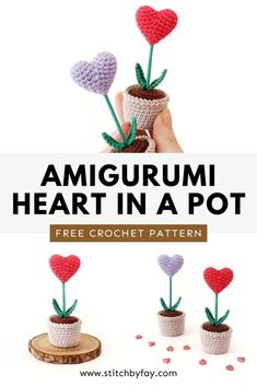 amigurmi heart in a pot free crochet pattern