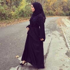 Hand beaded Bluebell abaya as worn by @lesyatkmk from IG Middle Eastern Fashion, Hijab Dress, Muslim Women, Modest Outfits, Traditional Outfits, Long Dress, Outfit Inspirations