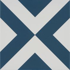 a blue and white tile with diagonal stripes