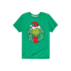 He'll love the fun look of this boys' Graphic Tee. He'll love the fun look of this boys' Graphic Tee.  Crewneck Short sleevesFABRIC & CARE Cotton, polyester Machine wash Imported Size: Small. Color: Bright Green. Gender: male. Age Group: kids. Material: Cotton Blend. Grinch Graphic, Wreath Graphic, Grinch Wreath, Grinch Shirt, Grinch Shirts, Boys Graphic Tee, The Grinch, Maternity Shops, Black Friday Shopping