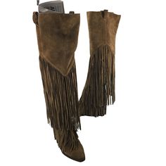 Over The Knee Flat Boots, Brown Fringe, Boots Western, Flat Boots, Brown Suede, Boot Shoes Women, Over The Knee, Rodeo, The Knee