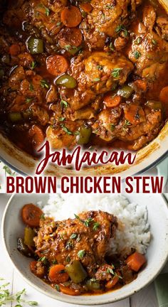 an image of jamaican brown chicken stew with rice