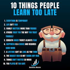 the ten things people learn too late to be able to use them in their life