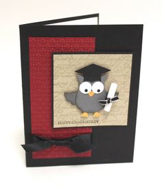 a graduation card with an owl holding a piece of paper in it's hand