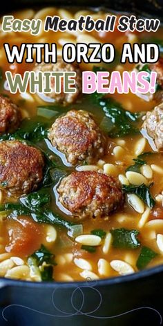 meatball stew with orzo and white beans