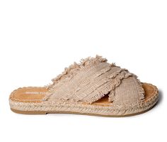 So sleek, so chic, and ready to complete your warm weather wardrobe. Featuring a comfy, frayed fabric crossband design and braided jute detail, these statement espadrille slides are the perfect finishing touch to any sunny day outfit. Woven Fabric / Textile upper straps, Slip on for easy entry,0.75\ sole height, Braided jute espadrille wrapped midsole, Round open toe, MIcrofiber lined cushioned footbed, Rubber outsole, Frayed crisscross strap design | Women's Minnetonka Pearle Crossband Sandals Natural Textured Summer Espadrilles, Spring Woven Sandals With Adjustable Fit, Woven Sandals For Summer Outings In Spring, Spring Adjustable Woven Sandals, Adjustable Woven Sandals For Spring, Beige Jute Sandals For Beach, Spring Open Toe Jute Espadrilles, Spring Jute Espadrilles With Open Toe, Beige Espadrilles With Woven Sole For Summer Outings