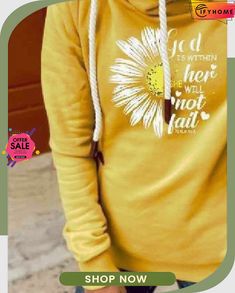 Yellow Shift Floral Casual Cotton Sweatshirt Cotton Hooded T-shirt For Fall, Casual Yellow Hoodie Top, Casual Yellow Hooded Top, Hooded Cotton T-shirt For Fall, Yellow Casual Sweatshirt For Spring, Casual Yellow Sweatshirt For Spring, Summer Letter Print Hoodie Top, Hooded Letter Print Top For Summer, Yellow Letter Print Sweatshirt For Fall