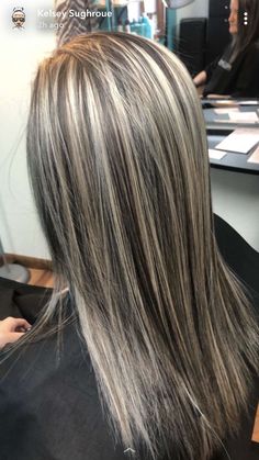 Light Hair With Dark Highlights, Bright Blonde Highlights On Dark Hair, Thick Blonde Highlights On Dark Hair, Silver Highlights On Blonde Hair, Black Hair With Ash Blonde Highlights, Baby Lowlights, Full Foil Highlights Dark Hair, Blonde Hair With Black Highlights, Blonde With Dark Lowlights