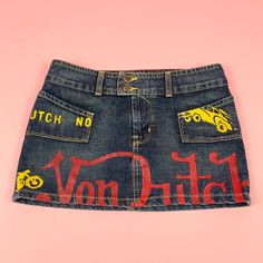 Denim Skirt Design, Von Dutch Skirt, Y2k Closet, Denim Mini Skirt Y2k, 2000s Clothes, Von Dutch, 2000s Fashion Outfits, Mode Inspo, 2000s Fashion